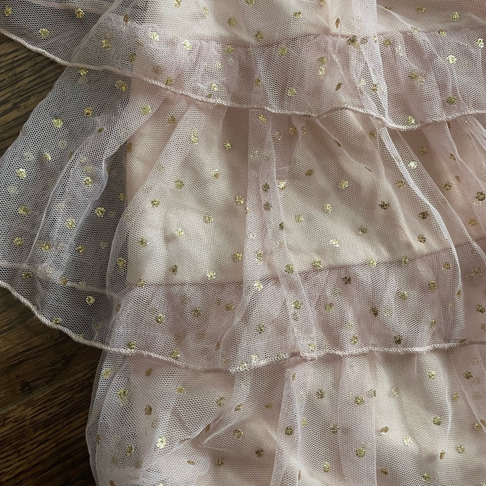 BNWT Mesh pink ruffle with dot of golden dress - Picture 7 of 10
